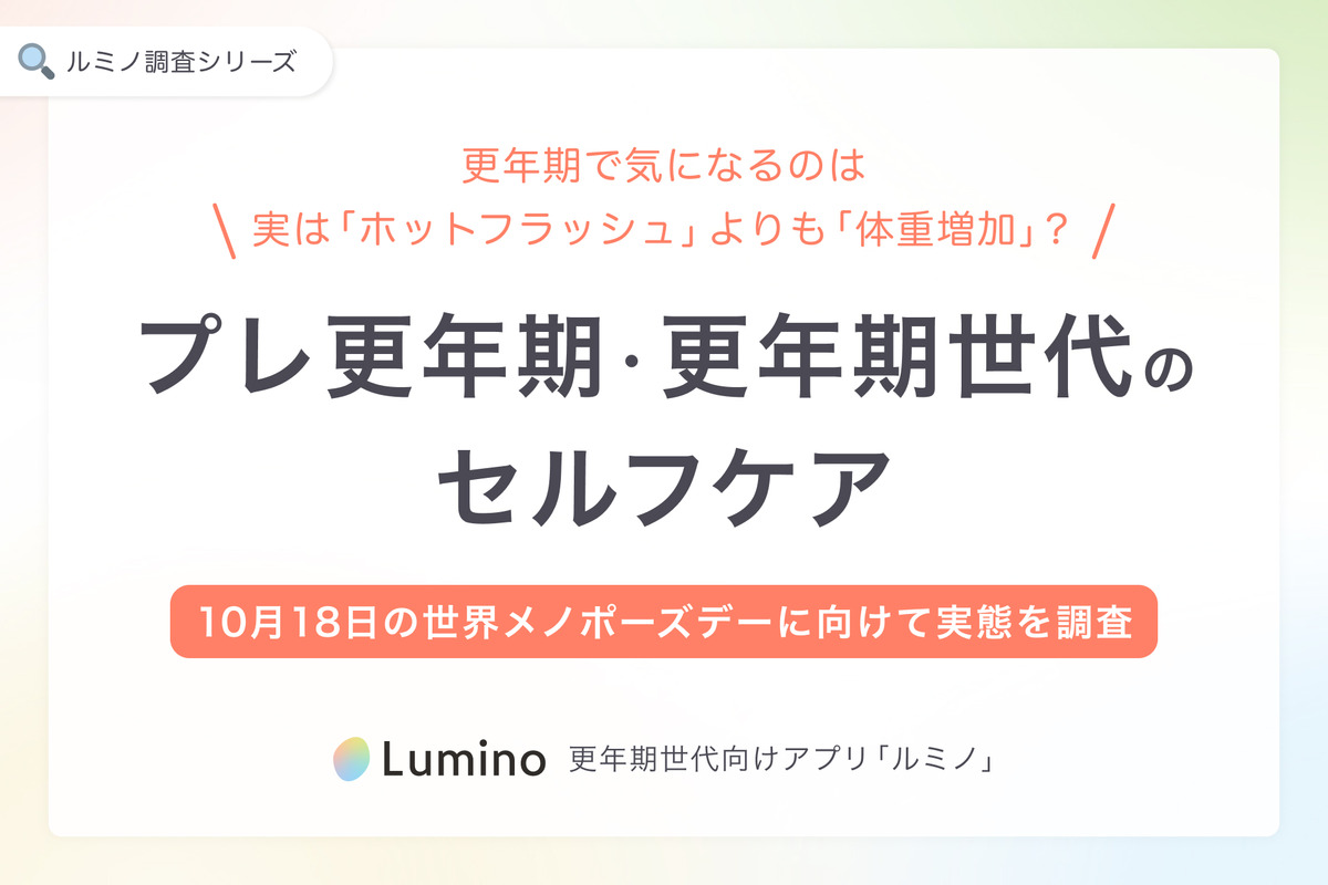 更年期世代向けアプリ「ルミノ」、プレ更年期・更年期世代のセルフケア実態を調査